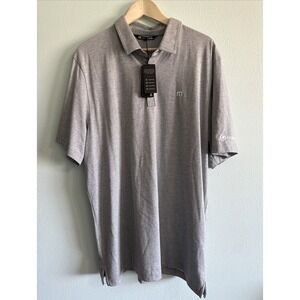 Travis Mathew Zinna Stripe Golf Polo Shirt Mens XXL  2XL Short Sleeve Gray NWT